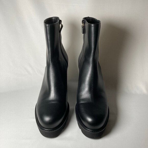 Stuart Weitzman Ande Leather Block-Heel Booties - Picture 4 of 7